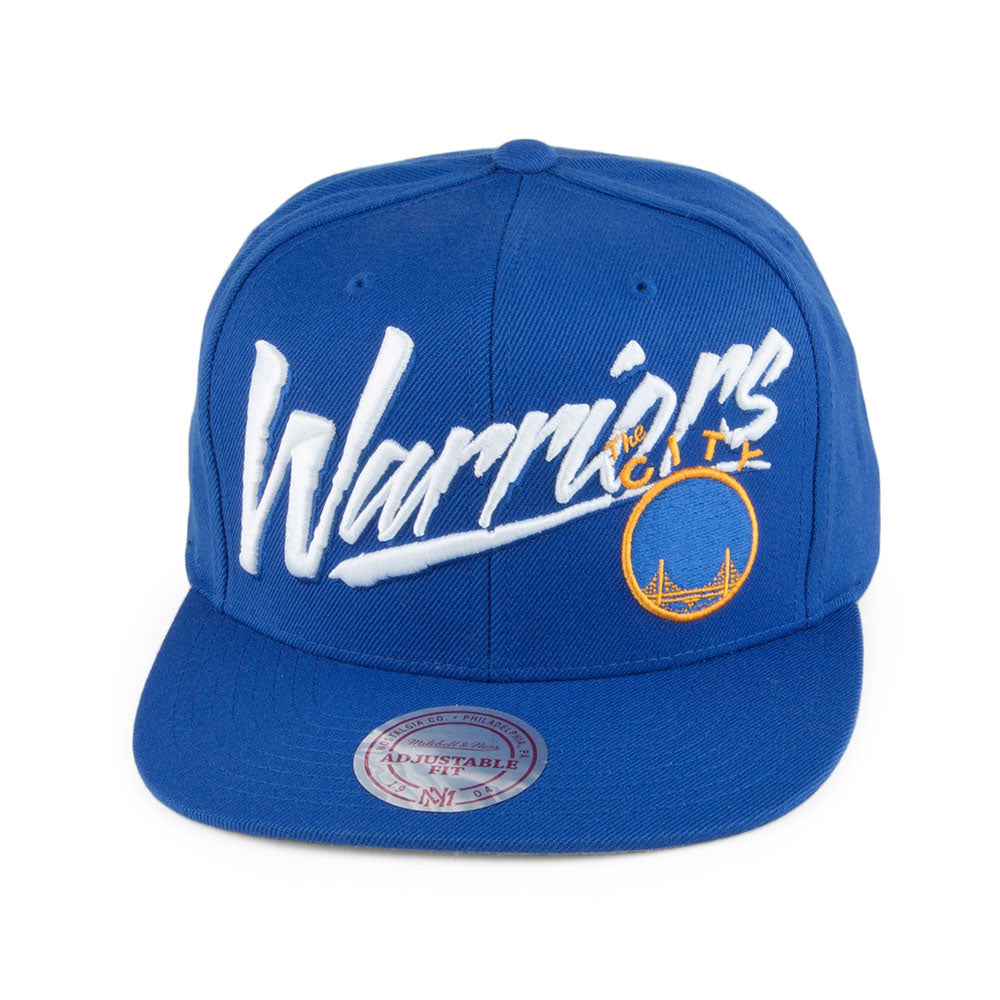 Mitchell & Ness Golden State Warriors Snapback Cap - Vice Script Solid - Blue