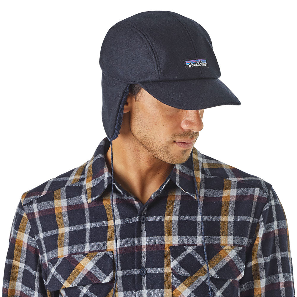 Patagonia Hats Recycled Wool Ear Flap Baseball Cap - Navy Blue