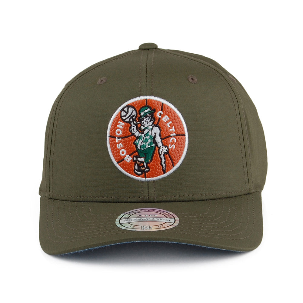 Mitchell & Ness Boston Celtics Ripstop Snapback Cap - Battle - Army Green