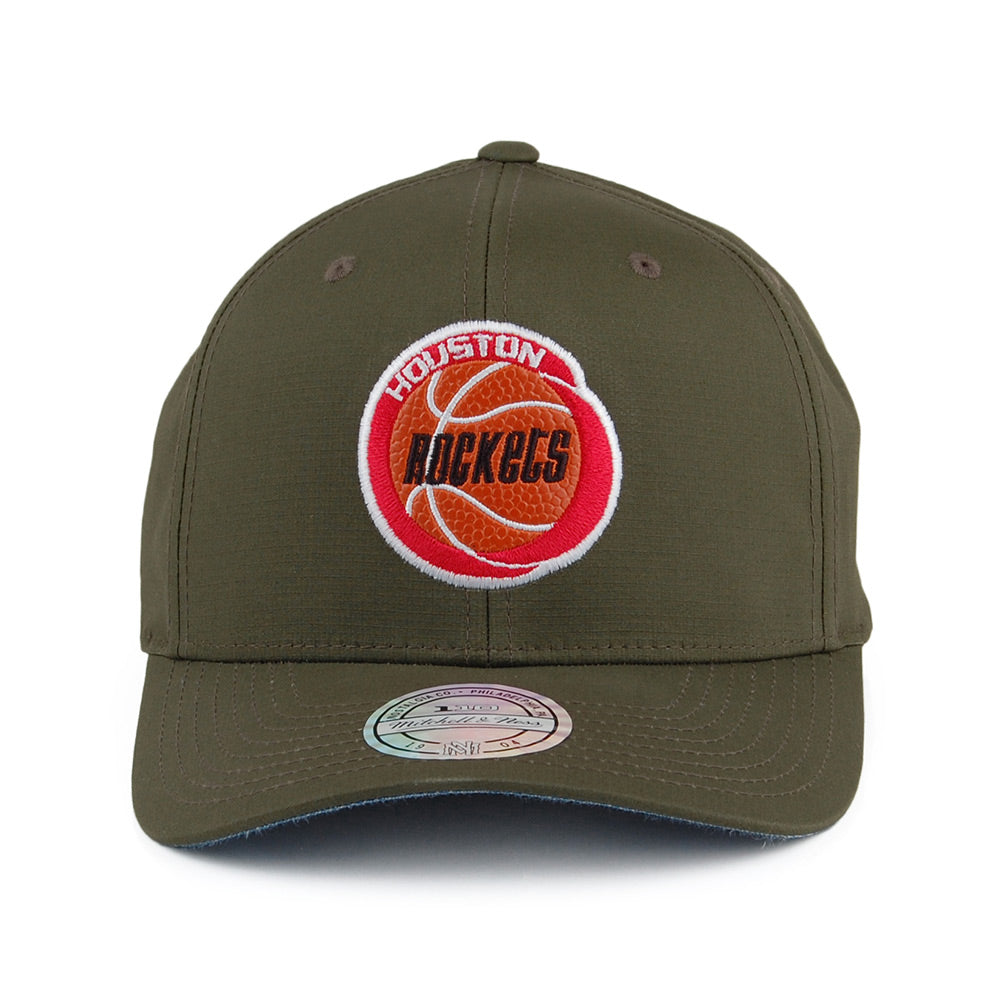 Mitchell & Ness Houston Rockets Ripstop Snapback Cap - Battle - Army Green