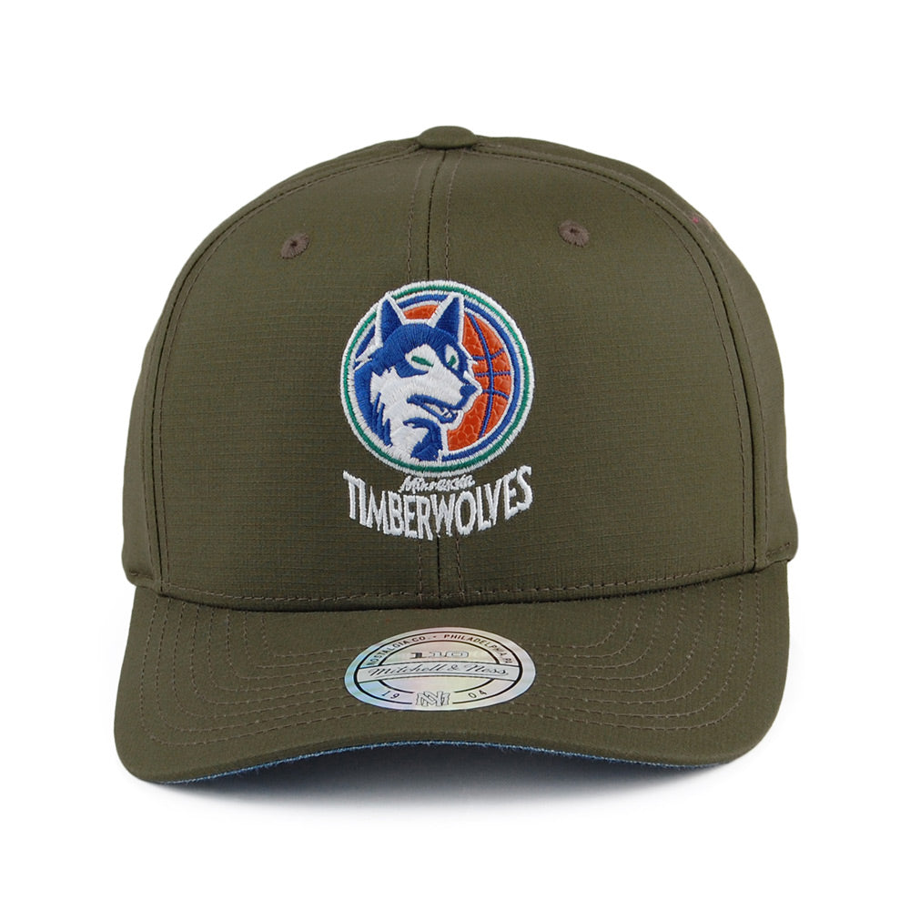 Mitchell & Ness Minnesota Timberwolves Ripstop Snapback Cap - Battle - Army Green