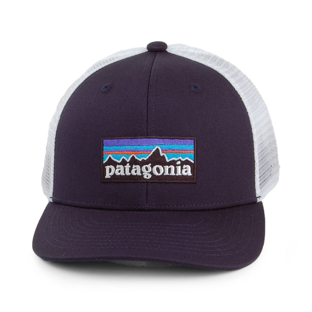 Patagonia Hats Kids P-6 Logo Old Organic Cotton Trucker Cap - Navy-White