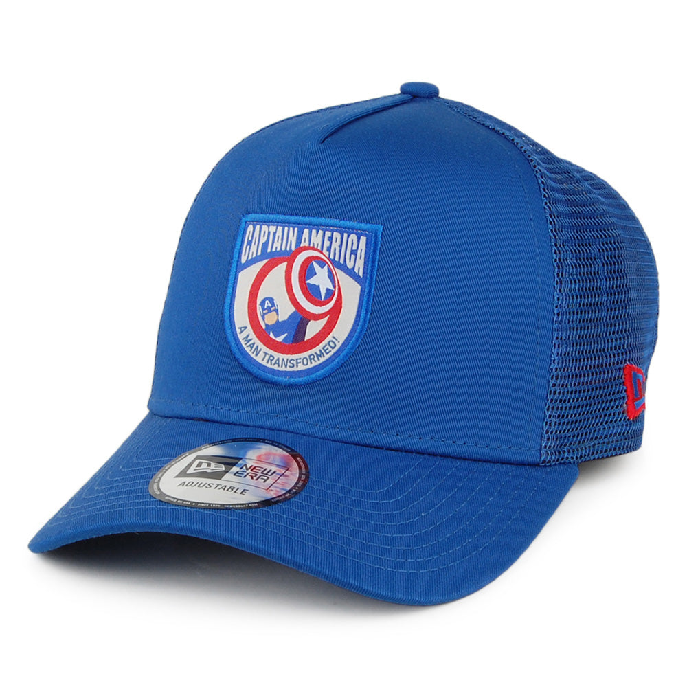 New Era Captain America A-Frame Trucker Cap - Character Patch - Blue ...