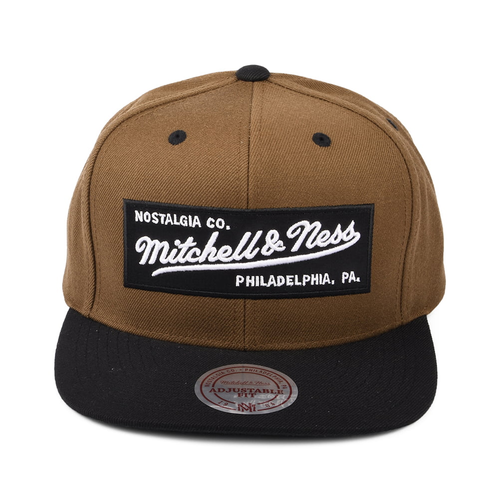 Mitchell & Ness Box Logo Snapback Cap - Tan-Black