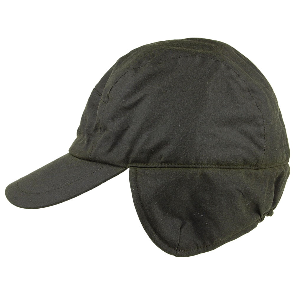 Failsworth Lumberjack Waxed Cotton Earflap Baseball Cap - Olive