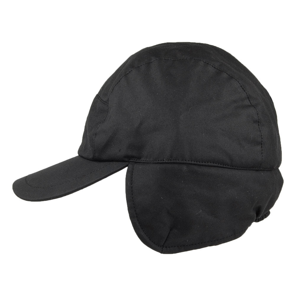 Failsworth Lumberjack Waxed Cotton Earflap Baseball Cap - Black