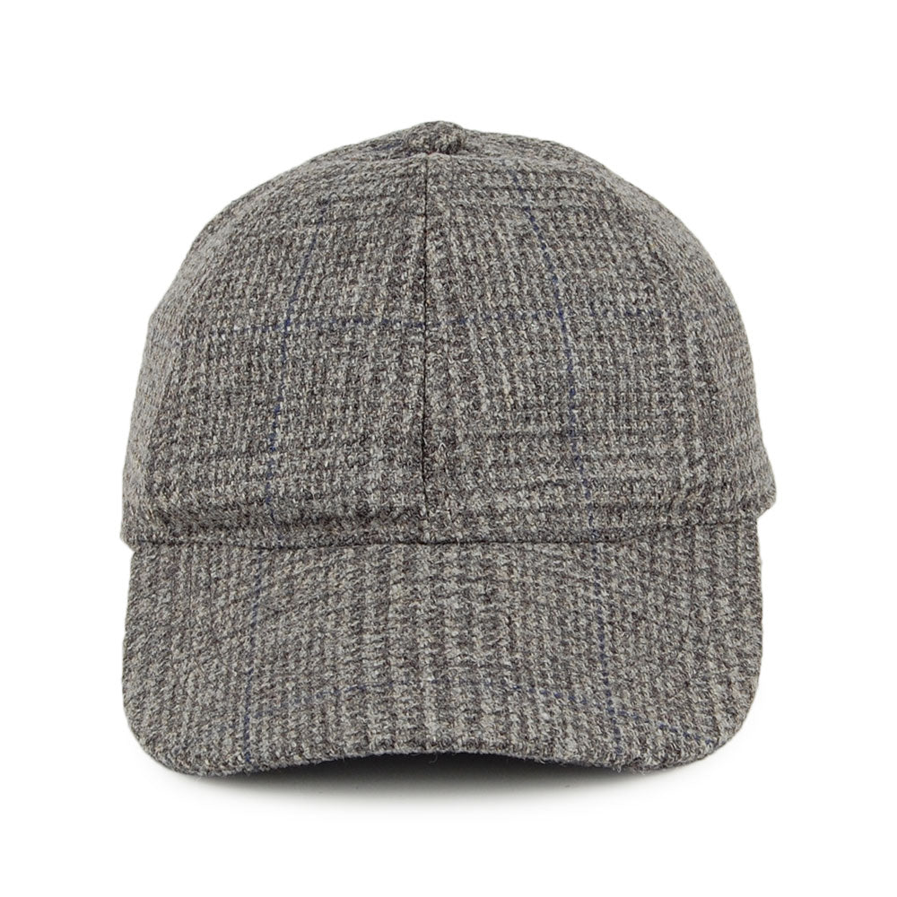 Christys Hats Tweed Prince of Wales Check Baseball Cap - Grey