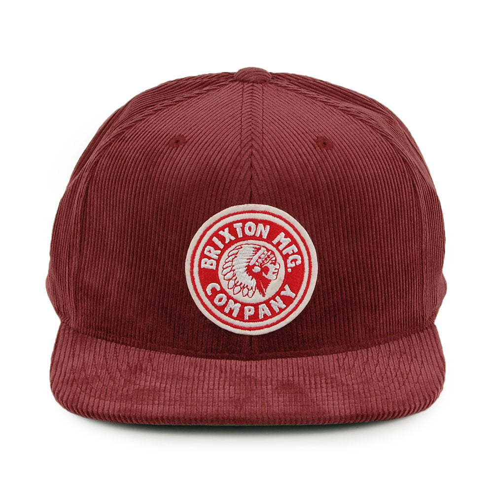 Brixton Hats Rival Corduroy Snapback Cap - Maroon