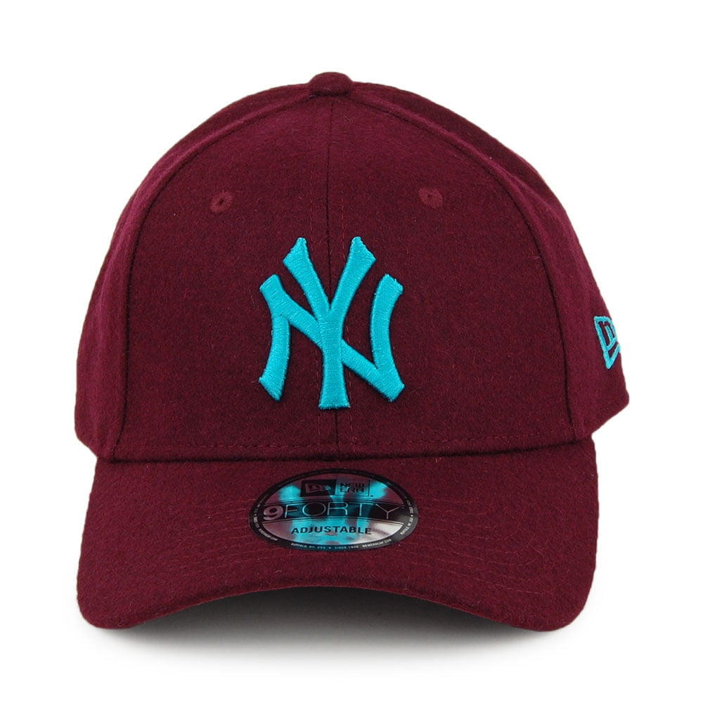 New Era 9FORTY New York Yankees Baseball Cap - MLB Melton - Burgundy-Teal