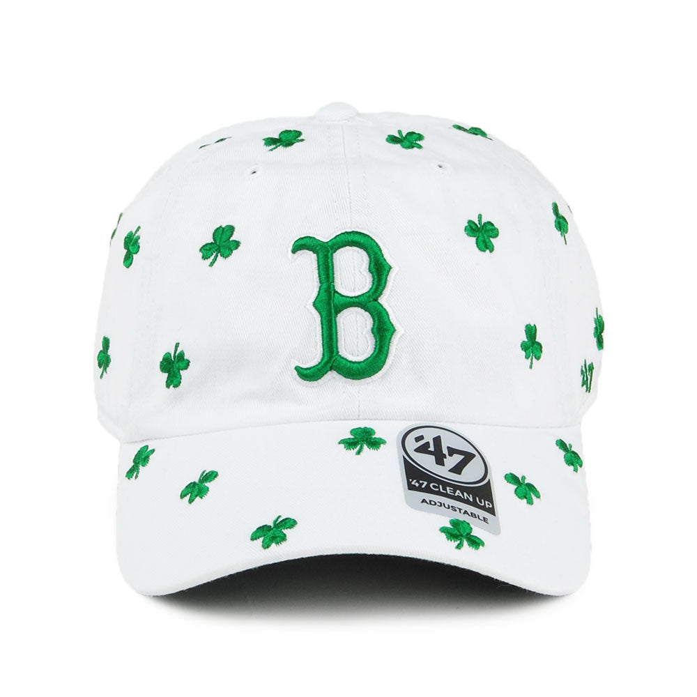 47 Brand St. Patrick's Clover Boston Red Sox Baseball Cap - Clean Up - White-Green