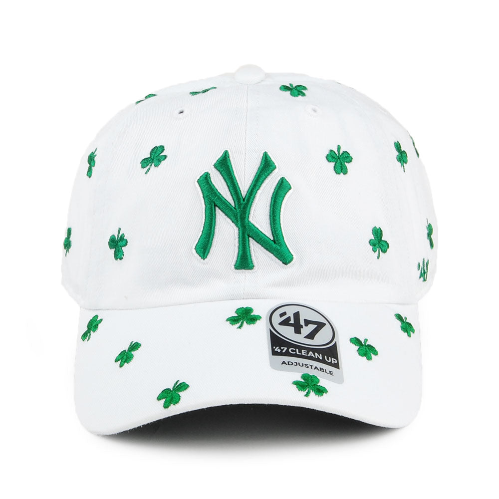 47 Brand St. Patrick's Clover New York Yankees Baseball Cap - Clean Up - White-Green