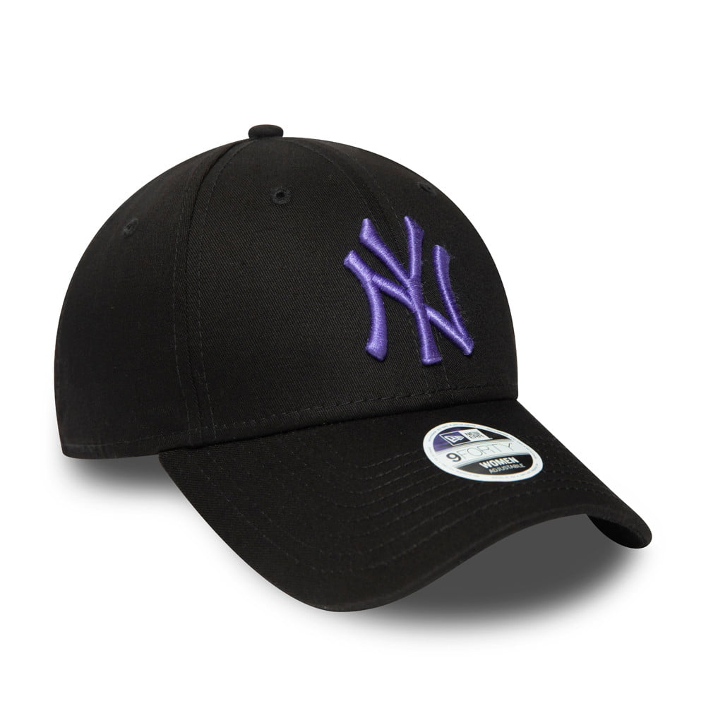 New Era Womens 9FORTY New York Yankees Baseball Cap - MLB League Essential XX - Black-Purple