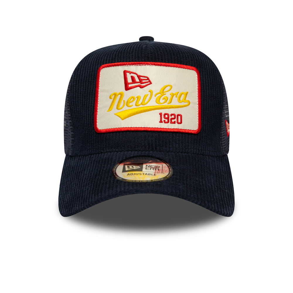 New Era Corduroy Trucker Cap - Fabric Patch - Navy Blue