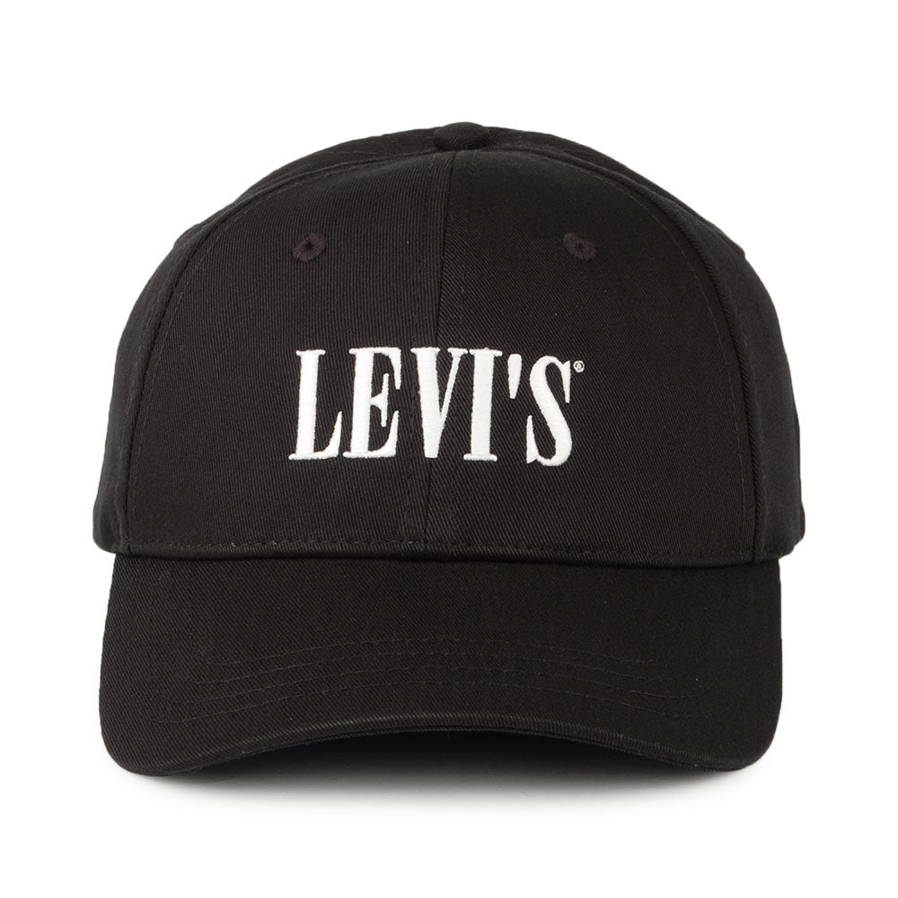 Levi's Hats Serif Logo Cotton Baseball Cap - Black-White