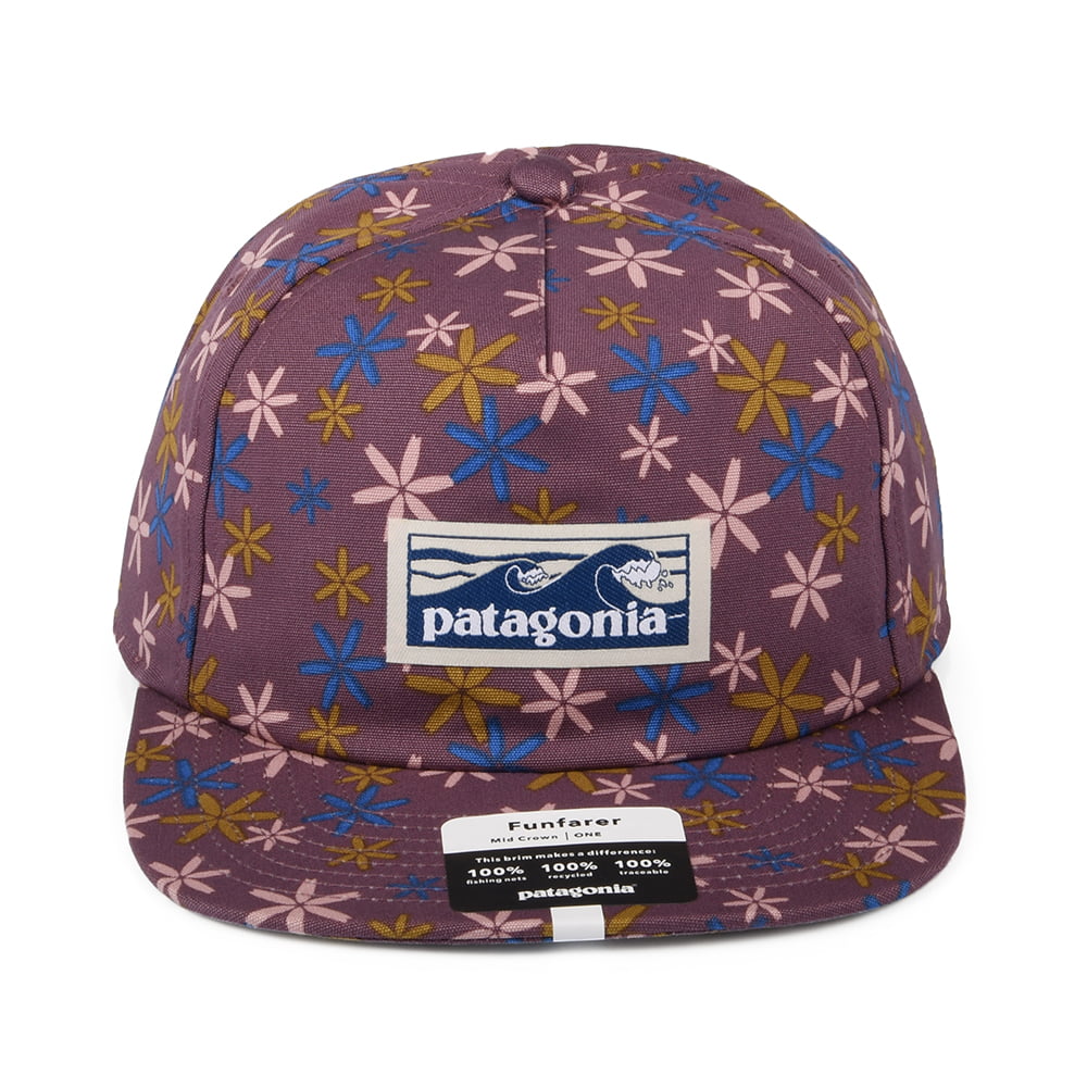 Patagonia Hats Fish Flowers Small Boardshort Label Funfarer Organic Cotton Baseball Cap - Purple