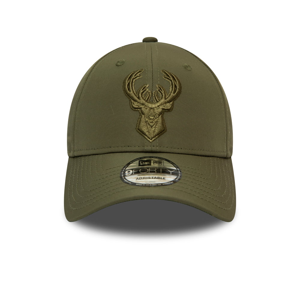 New Era 9FORTY Milwaukee Bucks Baseball Cap - NBA Tonal Nylon - Olive