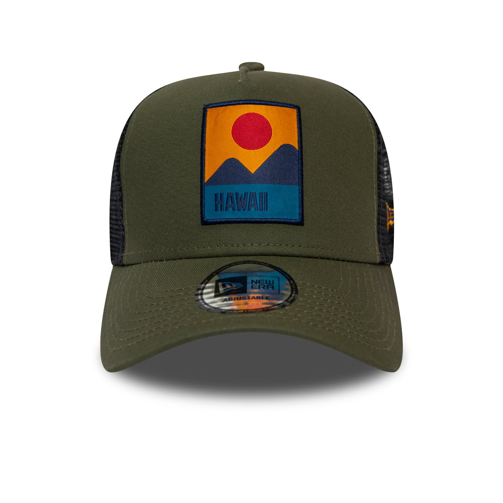 New Era Hawaii Location Trucker Cap - Olive