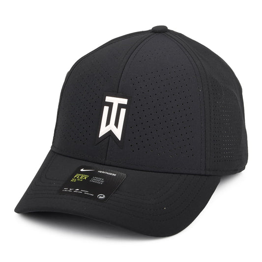 Nike Golf Hats Tiger Woods Aerobill H86 Perforated Baseball Cap - Black