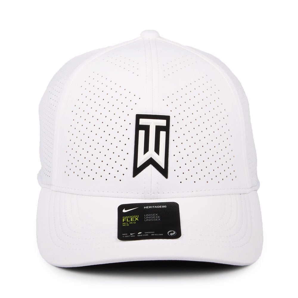 Nike Golf Hats Tiger Woods Aerobill H86 Perforated Baseball Cap - White