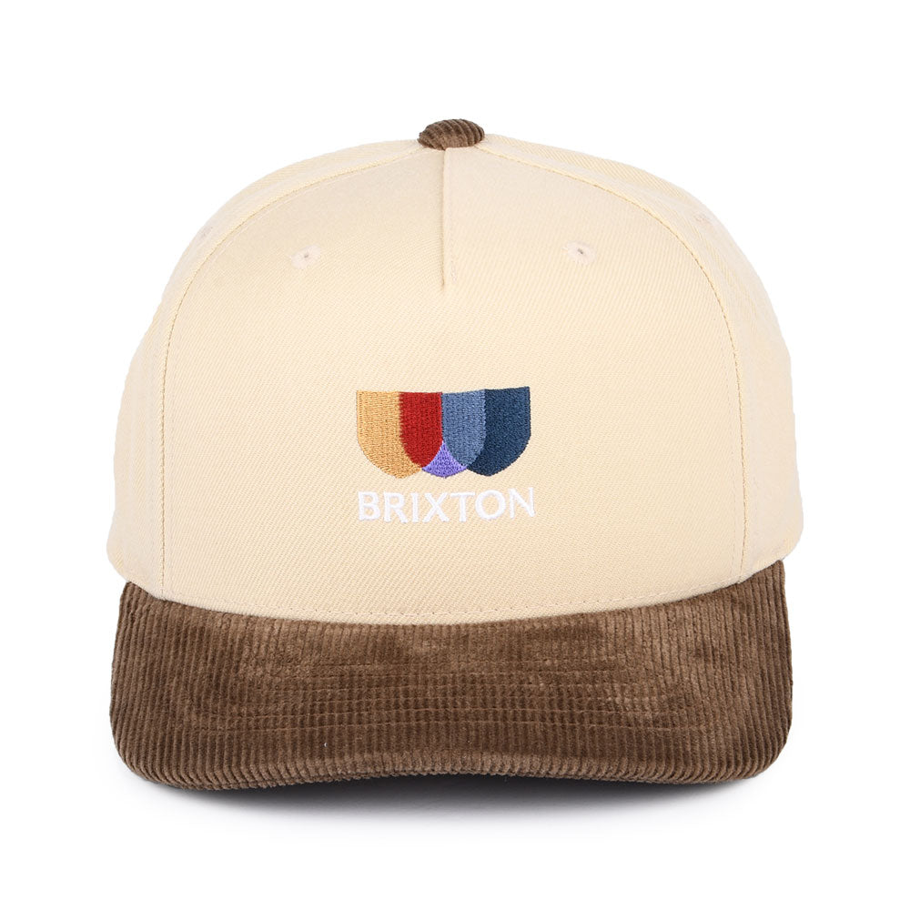 Brixton Alton MP Corduroy Snapback Cap - Beige-Brown