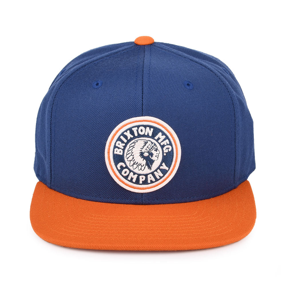 Brixton Hats Rival MP Snapback Cap - Blue-Burnt Orange