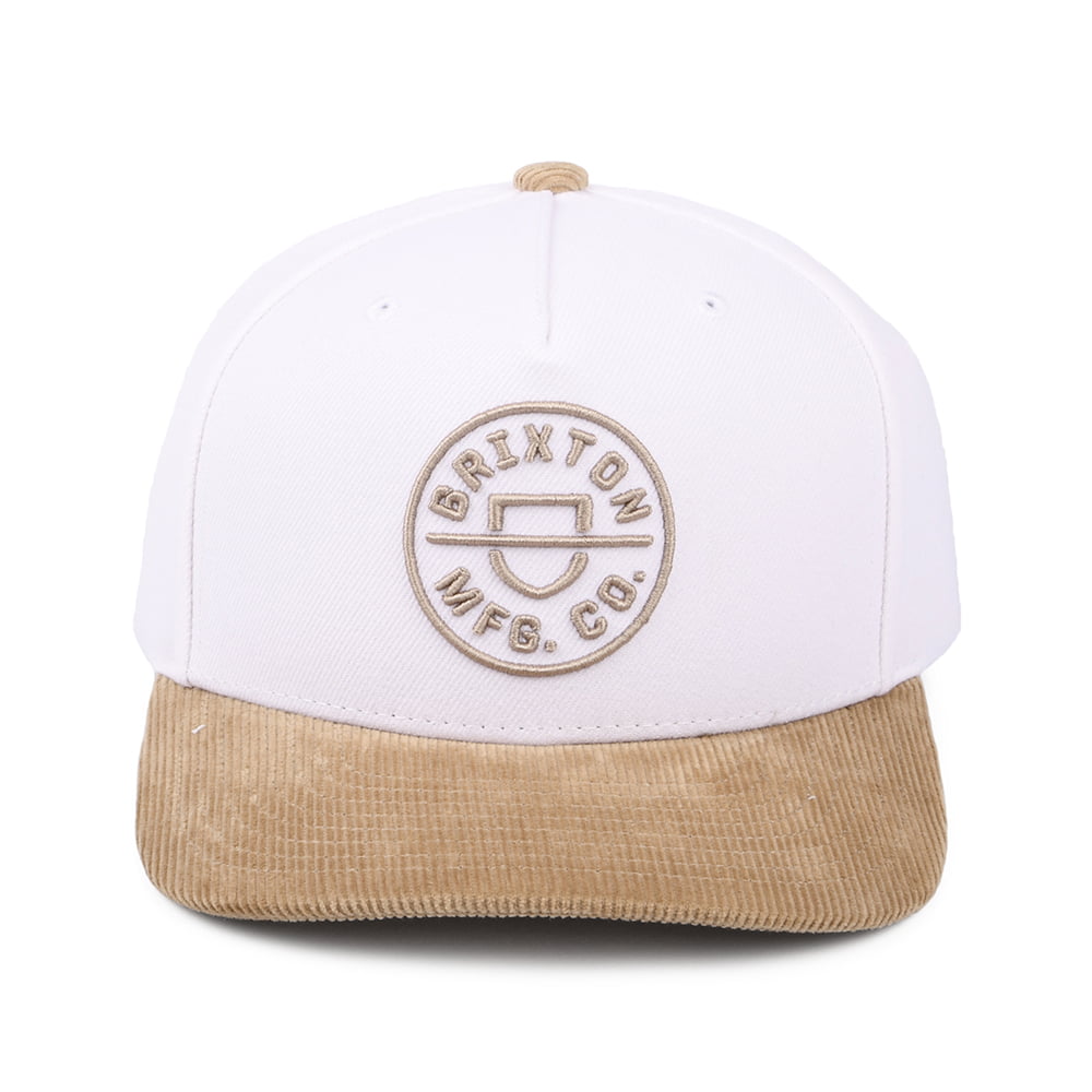 Brixton Hats Crest MP Snapback Cap - White-Khaki