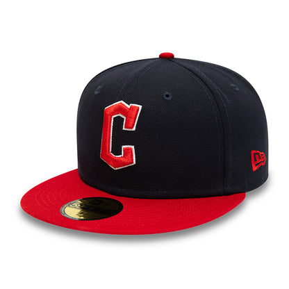 New Era 59FIFTY Cleveland Guardians Baseball Cap - MLB On Field AC Perf - Navy-Red