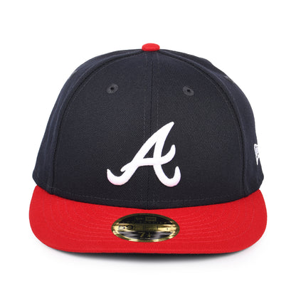 New Era 59FIFTY Atlanta Braves Low Profile Baseball Cap - MLB On Field AC Perf - Navy-Red