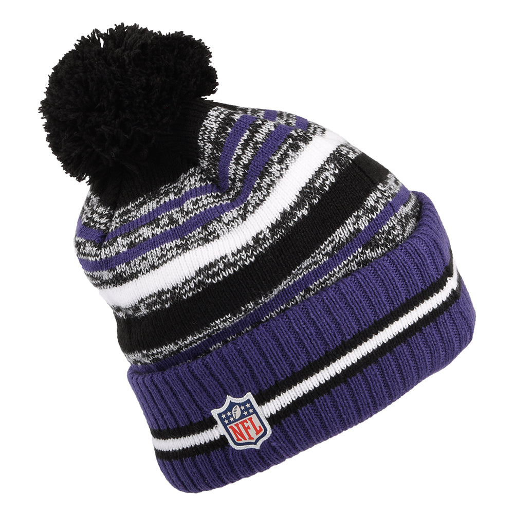 New Era Baltimore Ravens Bobble Hat - NFL Sport Knit OTC - Purple-Black