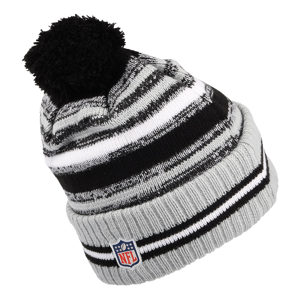 New Era Las Vegas Raiders Bobble Hat - NFL Sport Knit OTC - Black-Grey