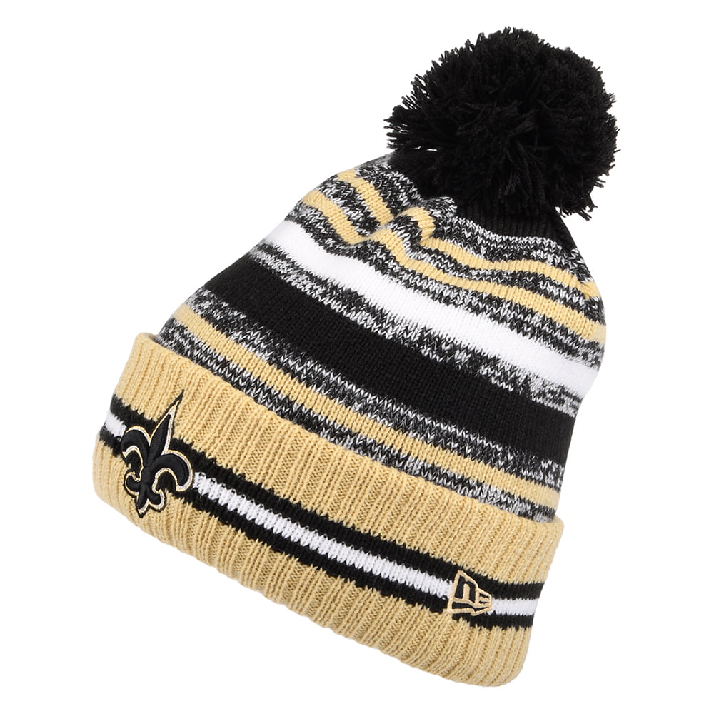 New Era New Orleans Saints Bobble Hat - NFL Sport Knit OTC - Black-Gold