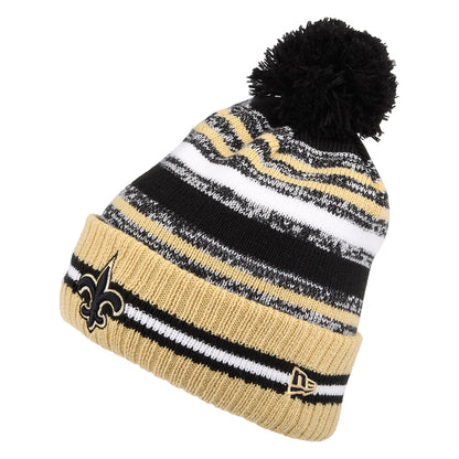 New Era New Orleans Saints Bobble Hat - NFL Sport Knit OTC - Black-Gold