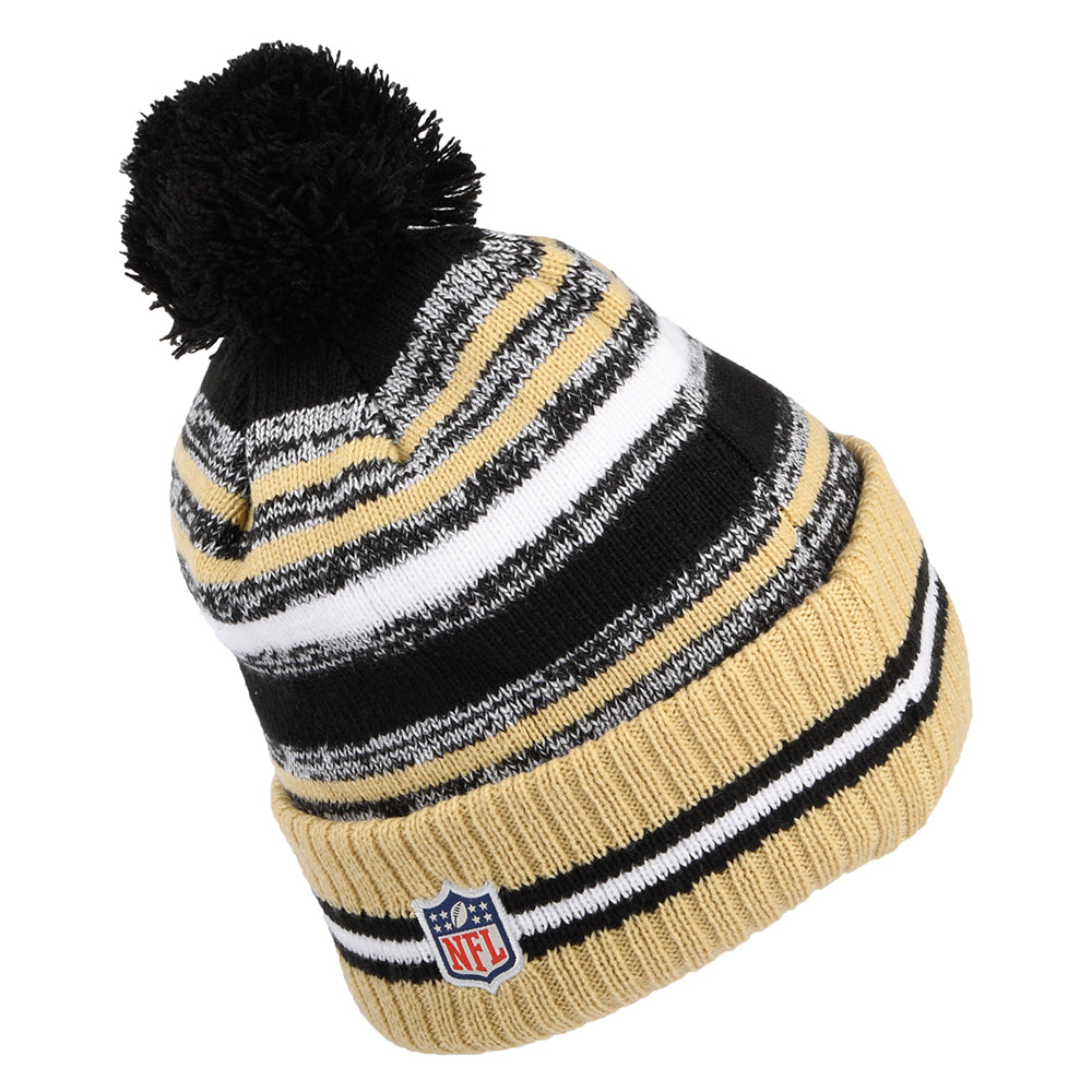 New Era New Orleans Saints Bobble Hat - NFL Sport Knit OTC - Black-Gold