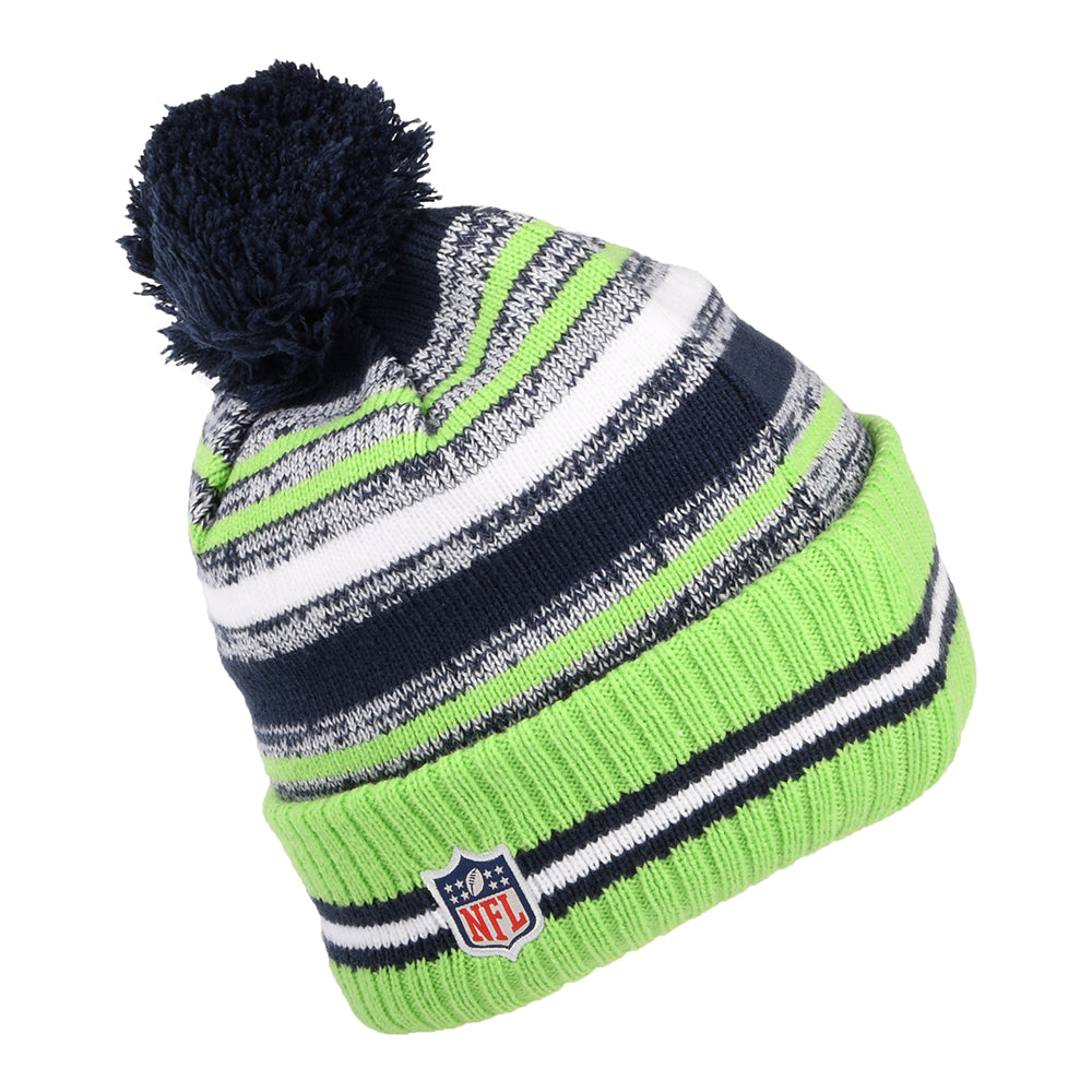 New Era Seattle Seahawks Bobble Hat - NFL Sport Knit OTC - Blue-Green