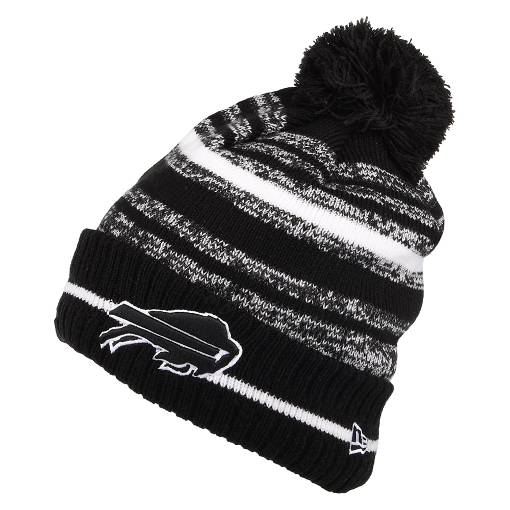 New Era Buffalo Bills Bobble Hat - NFL Sport Knit - Black-White ...