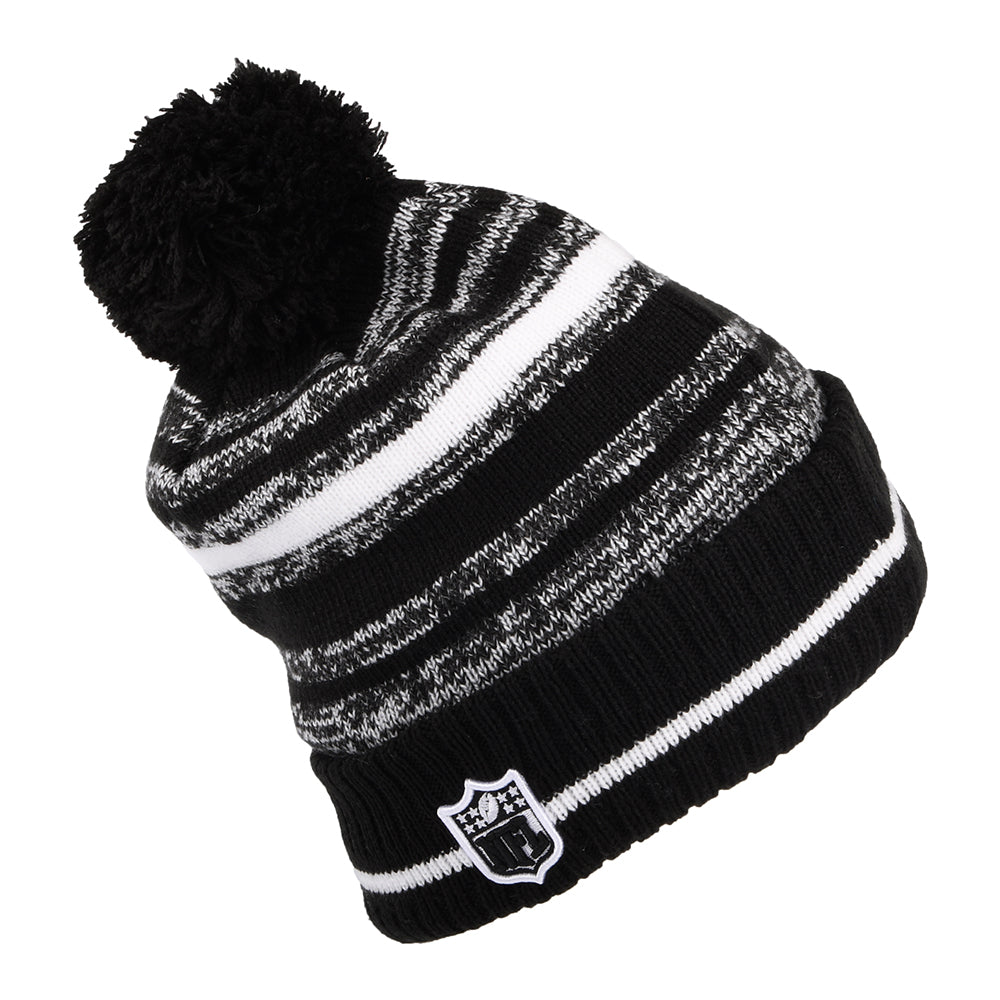 New Era Buffalo Bills Bobble Hat - NFL Sport Knit - Black-White