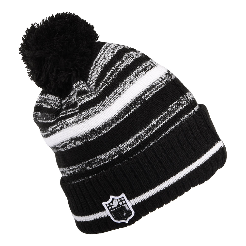 New Era Denver Broncos Bobble Hat - NFL Sport Knit - Black-White