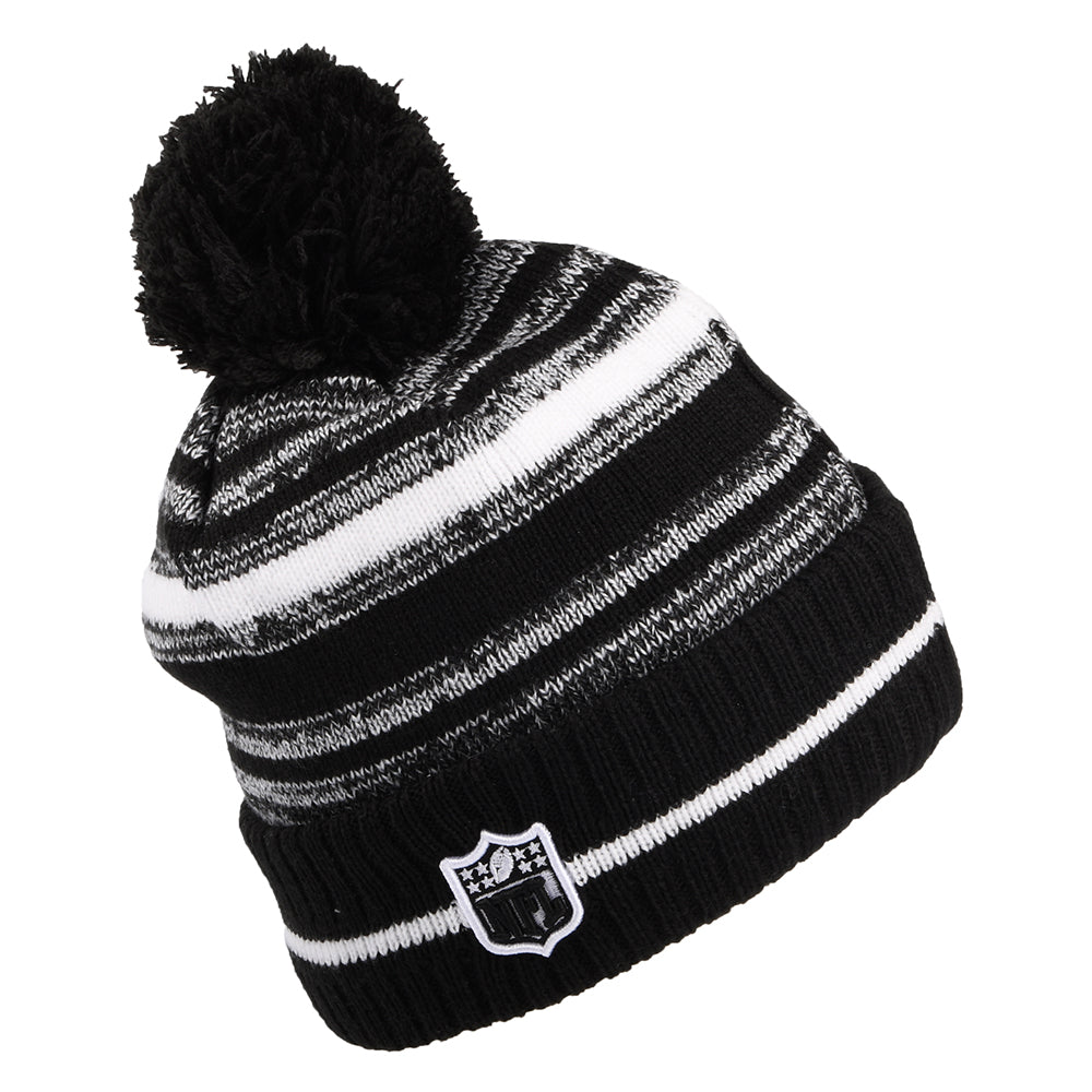 New Era Green Bay Packers Bobble Hat - NFL Sport Knit - Black-White