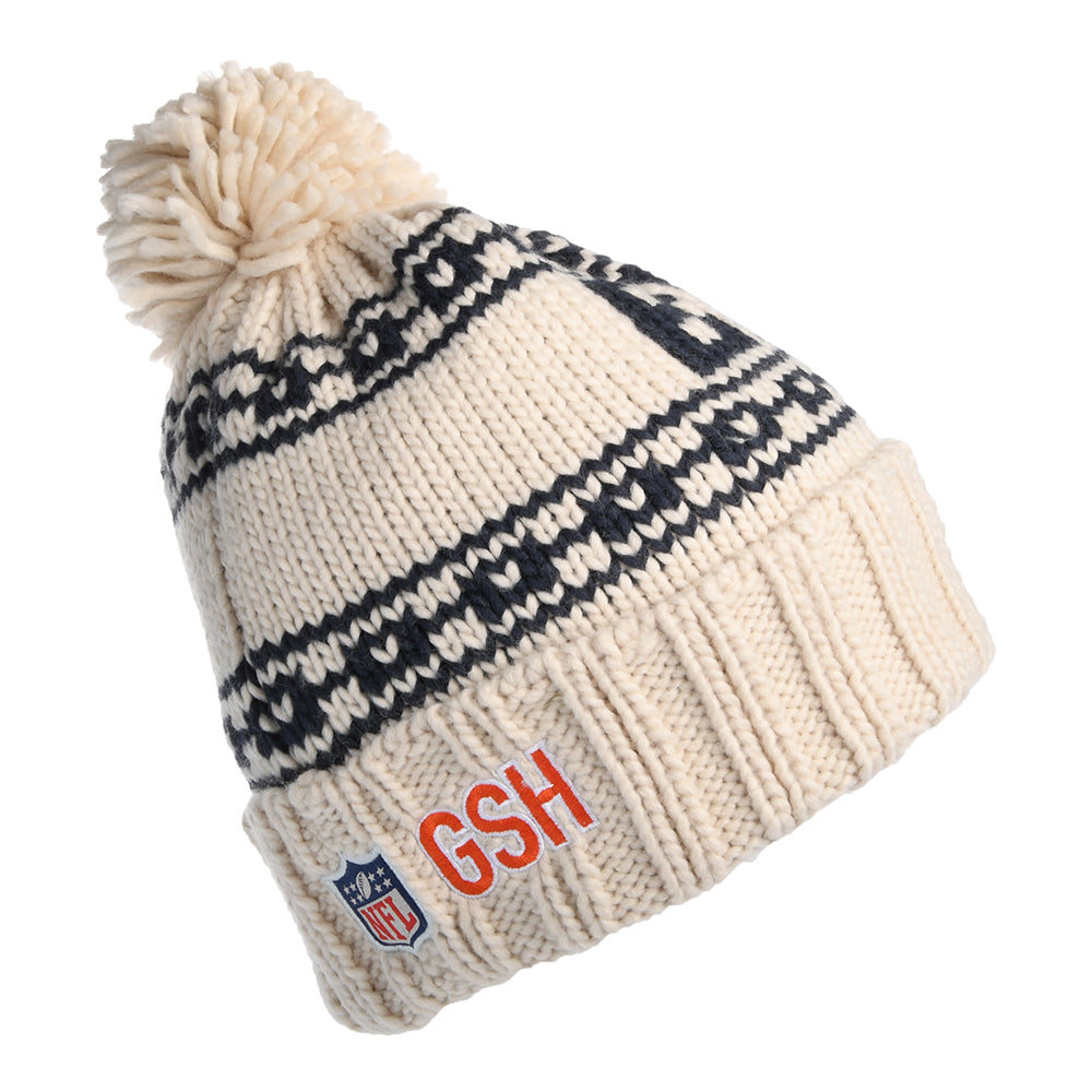 New Era Womens Chicago Bears Bobble Hat - NFL Sport Knit - Oatmeal