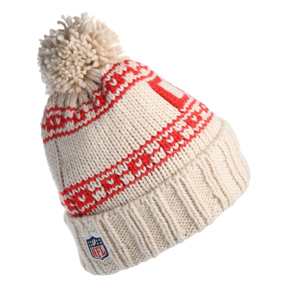 New Era Womens Kansas City Chiefs Bobble Hat - NFL Sport Knit - Oatmeal