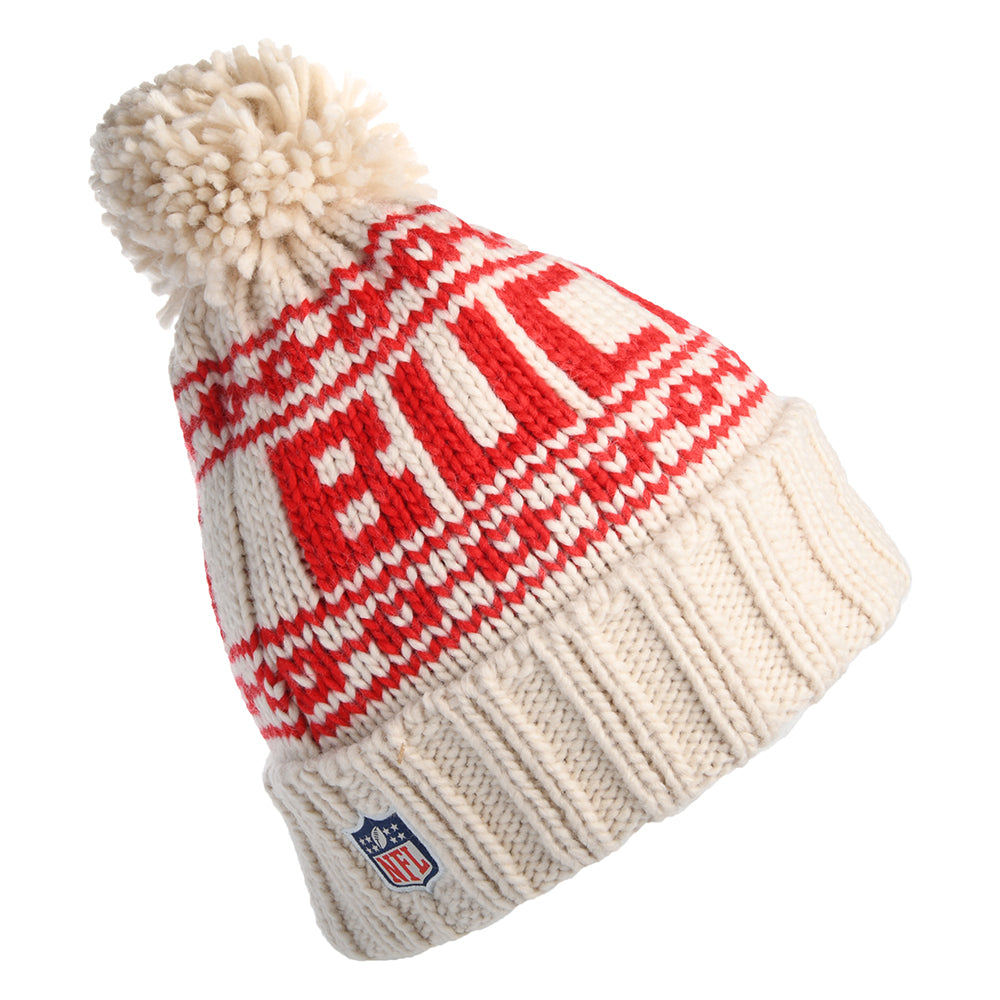 New Era Womens Tampa Bay Buccaneers Bobble Hat - NFL Sport Knit - Oatmeal