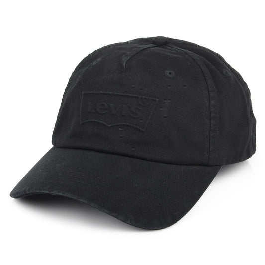 Levi's Hats Washed Debossed Big Batwing Baseball Cap With Blank Tab - Black