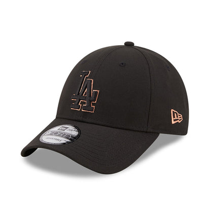 New Era 9FORTY L.A. Dodgers Baseball Cap - MLB Metallic Outline - Black-Rose Gold