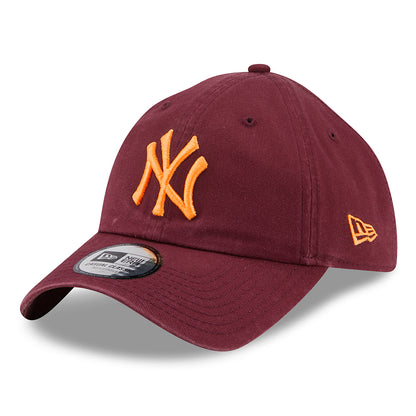 New Era 9TWENTY New York Yankees Baseball Cap - MLB League Essential Casual Classic - Washed Maroon