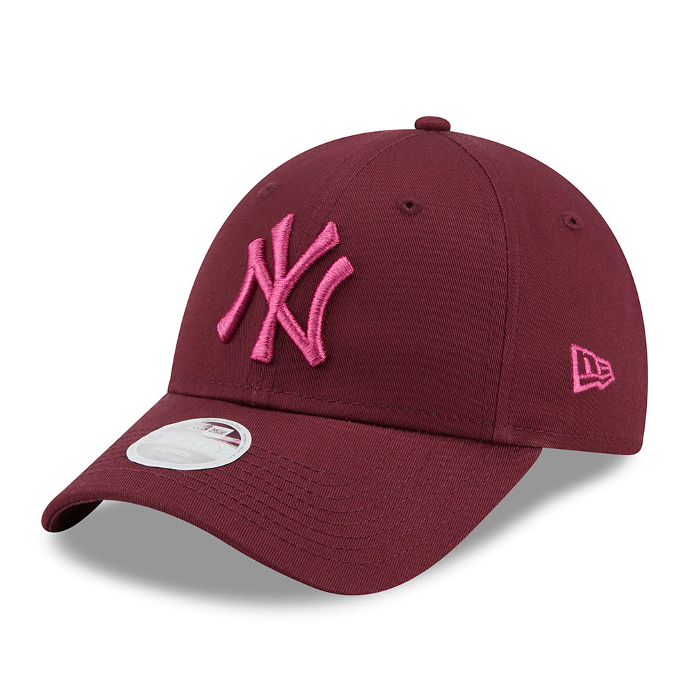 New Era Womens 9FORTY New York Yankees Baseball Cap - League Essential - Maroon-Pink