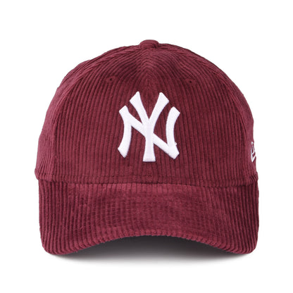 New Era Womens 9FORTY New York Yankees Baseball Cap - MLB Fashion Cord - Raspberry