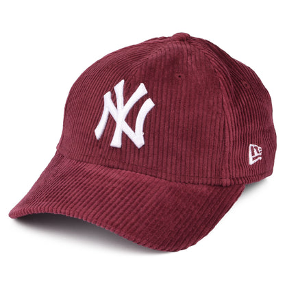 New Era Womens 9FORTY New York Yankees Baseball Cap - MLB Fashion Cord - Raspberry