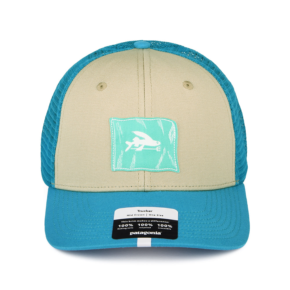 Patagonia Hats Fly The Flag Label Organic Cotton Trucker Cap - Tan-Blue