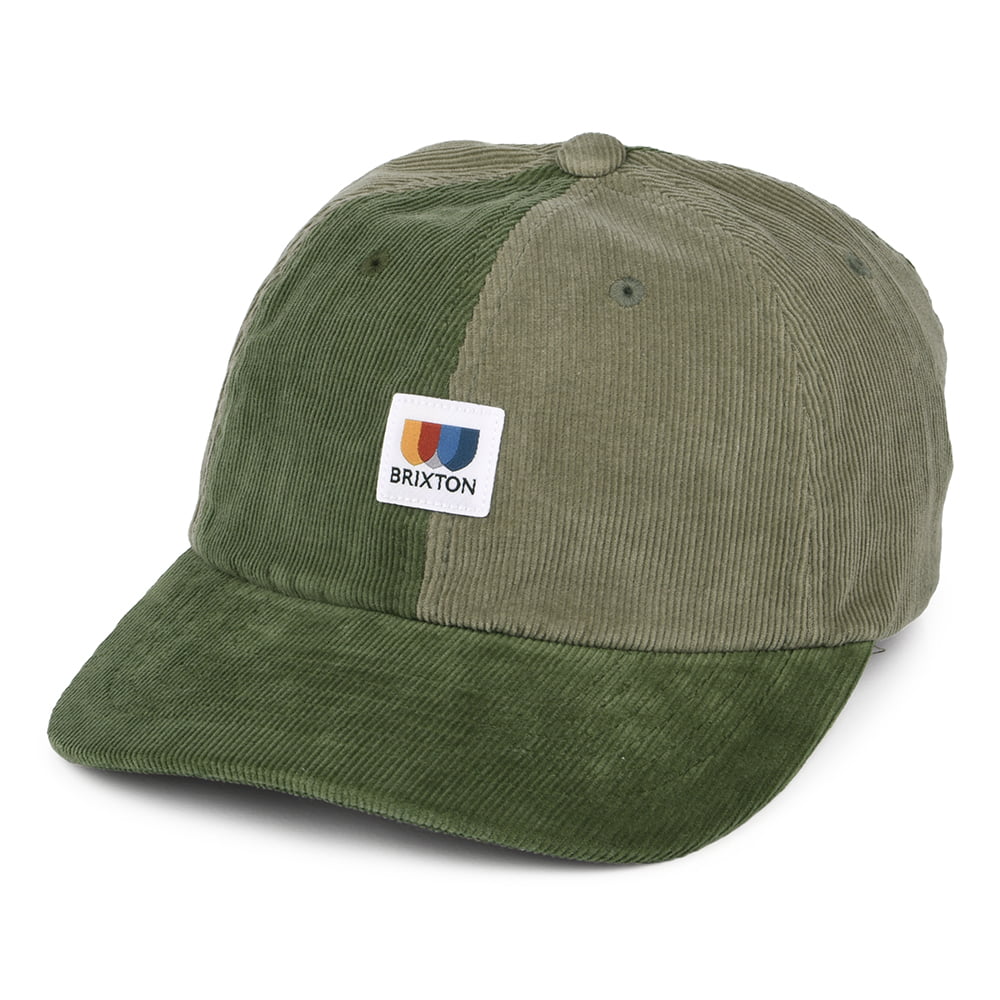 Brixton Hats Alton LP Two Tone Corduroy Baseball Cap - Olive