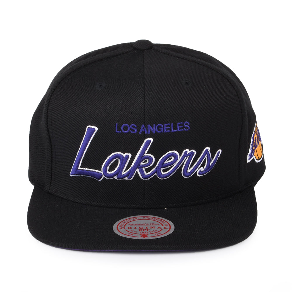 Mitchell & Ness L.A. Lakers Snapback Cap - NBA Foundation Script - Black